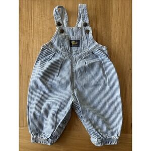 Vintage Oshkosh B Gosh Overalls Size 3-6 Mo Blue Striped Railroad 80-90s Vestbak